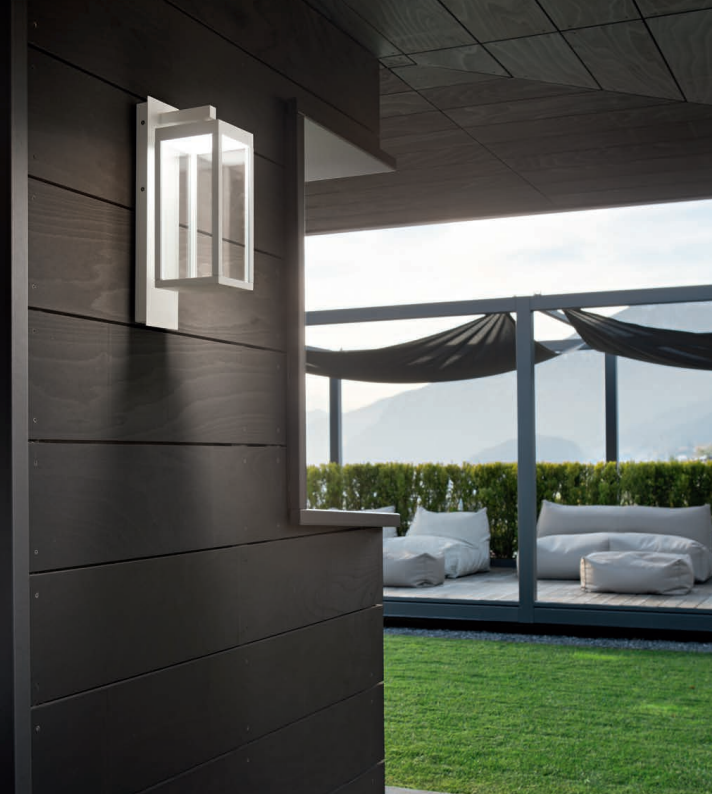 GEALUCE Applique in alluminio bianco-antracite diffusore vetro IP54 LED GEALUCE Applique in alluminio bianco-antracite diffusore vetro IP54 LED